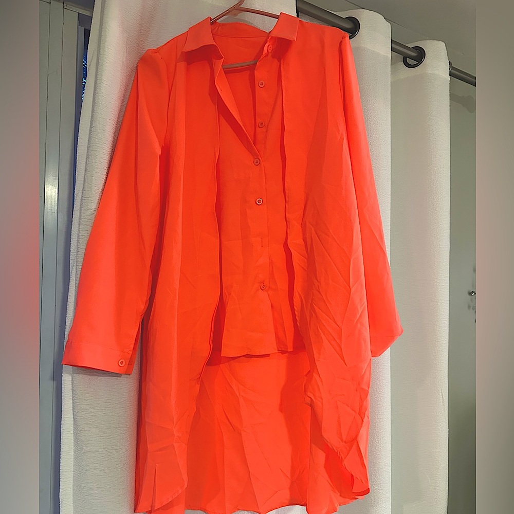 SHEIN Clasi Women's Solid Color Asymmetrical Hem Long Shirt _ Large - never worn